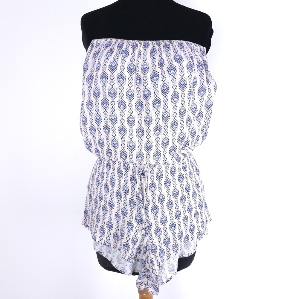 Eberjey Romper in Strapless Silhouette elastic top hem/ drawstring waist S/M